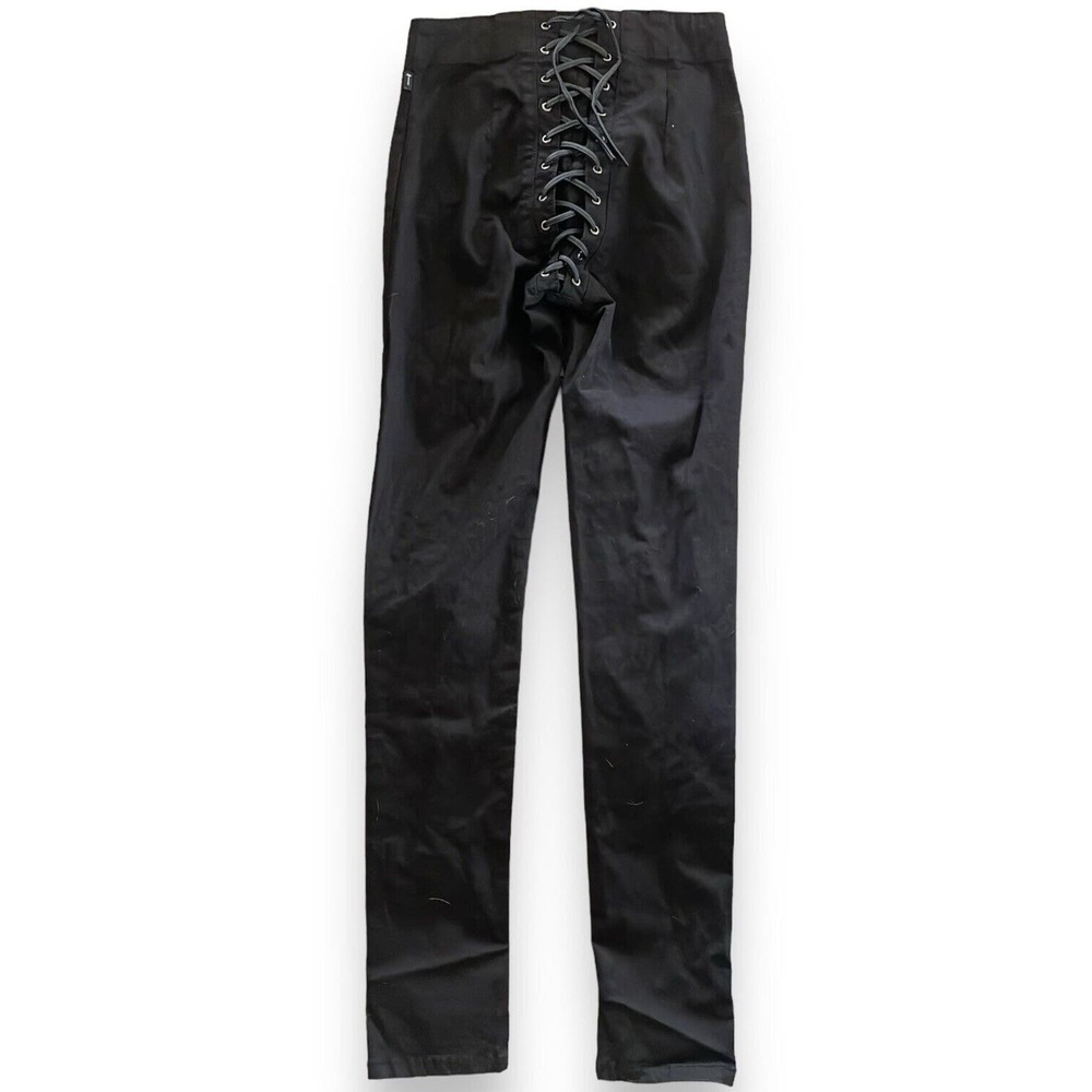 Tripp NYC High Waisted Black Corset Faux Leather Lace Up Skinny Pant Size 3 - Picture 3 of 4
